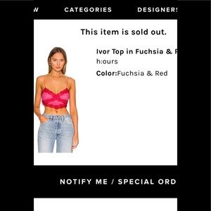 H:ours Ivor top in red and fushia